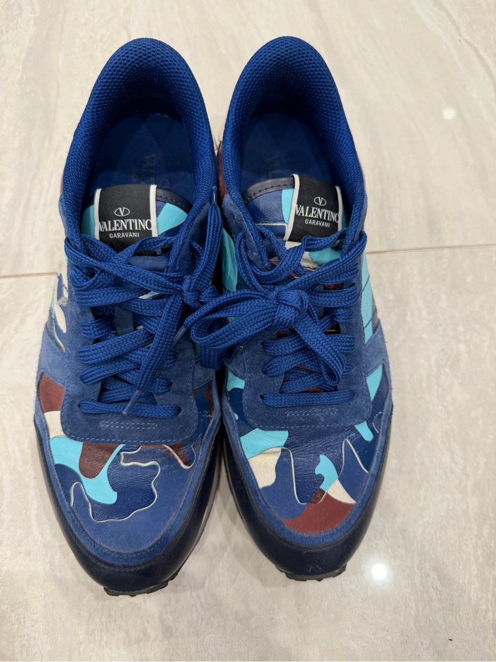 Valentino Garavani Blue Multi-Tone Camo Sneakers